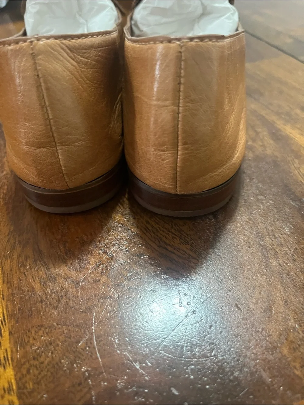 Tory Burch Tan Leather Loafers with Gold Logo Medallion 9